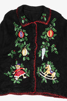 Vintage Black Embroidered Ornaments Ugly Christmas Cardigan (1990s)