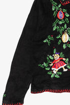 Vintage Black Embroidered Ornaments Ugly Christmas Cardigan (1990s)