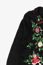 Vintage Black Embroidered Ornaments Ugly Christmas Cardigan (1990s)