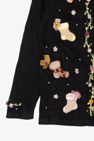 Vintage Black B.P Design Stockings Ugly Christmas Cardigan (1990s)