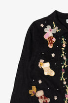 Vintage Black B.P Design Stockings Ugly Christmas Cardigan (1990s)