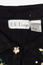 Vintage Black B.P Design Stockings Ugly Christmas Cardigan (1990s)