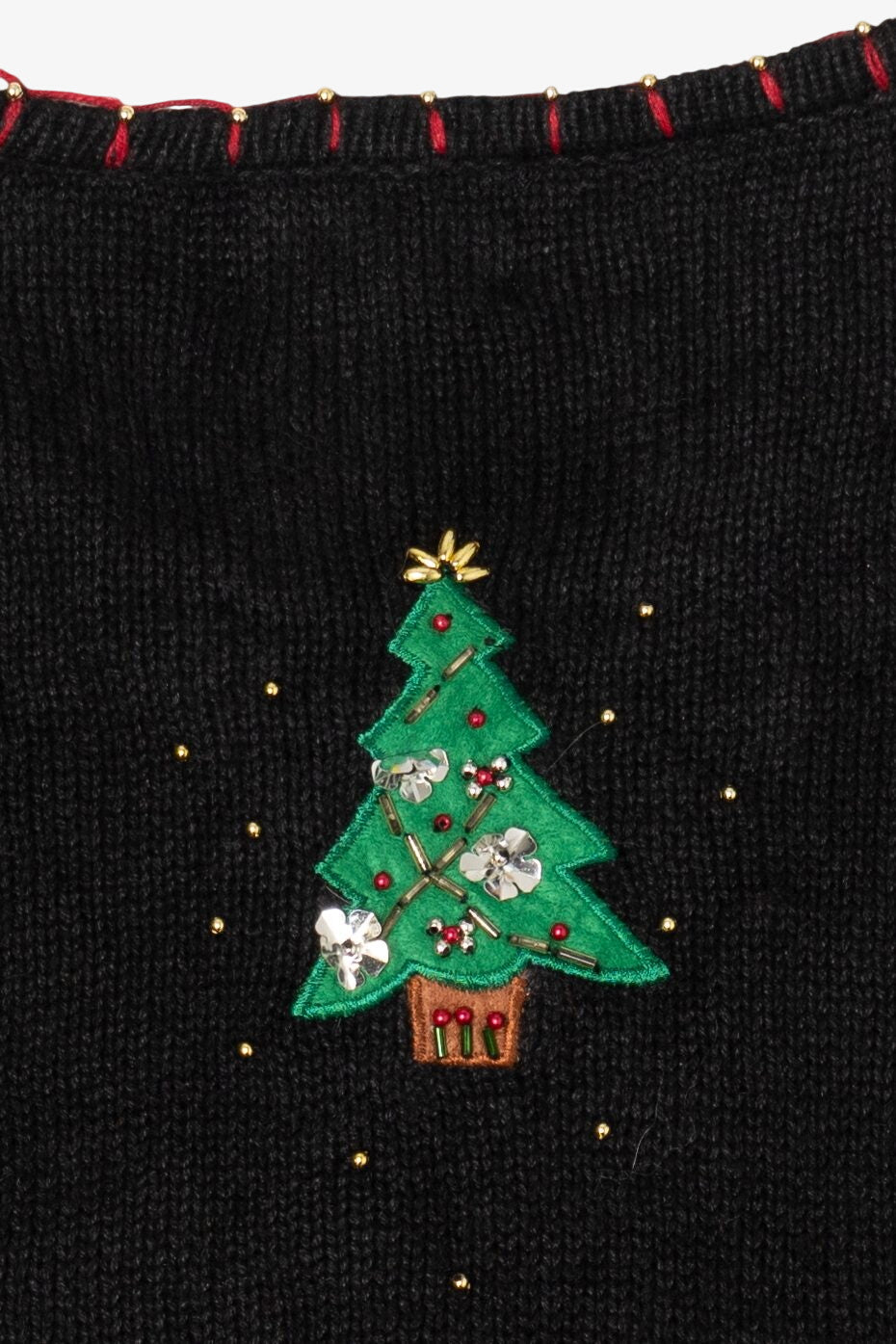 Vintage Black Designers Studio Originals Trees Ugly Christmas Cardigan (1990s)