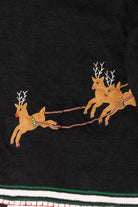 Vintage Black Ronnie Salloway Reindeer Flying Ugly Christmas Cardigan (1990s)