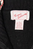 Vintage Black Ronnie Salloway Reindeer Flying Ugly Christmas Cardigan (1990s)