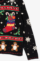 Vintage Black Gingerbread House And Stocking Ugly Christmas Cardigan (1990s)