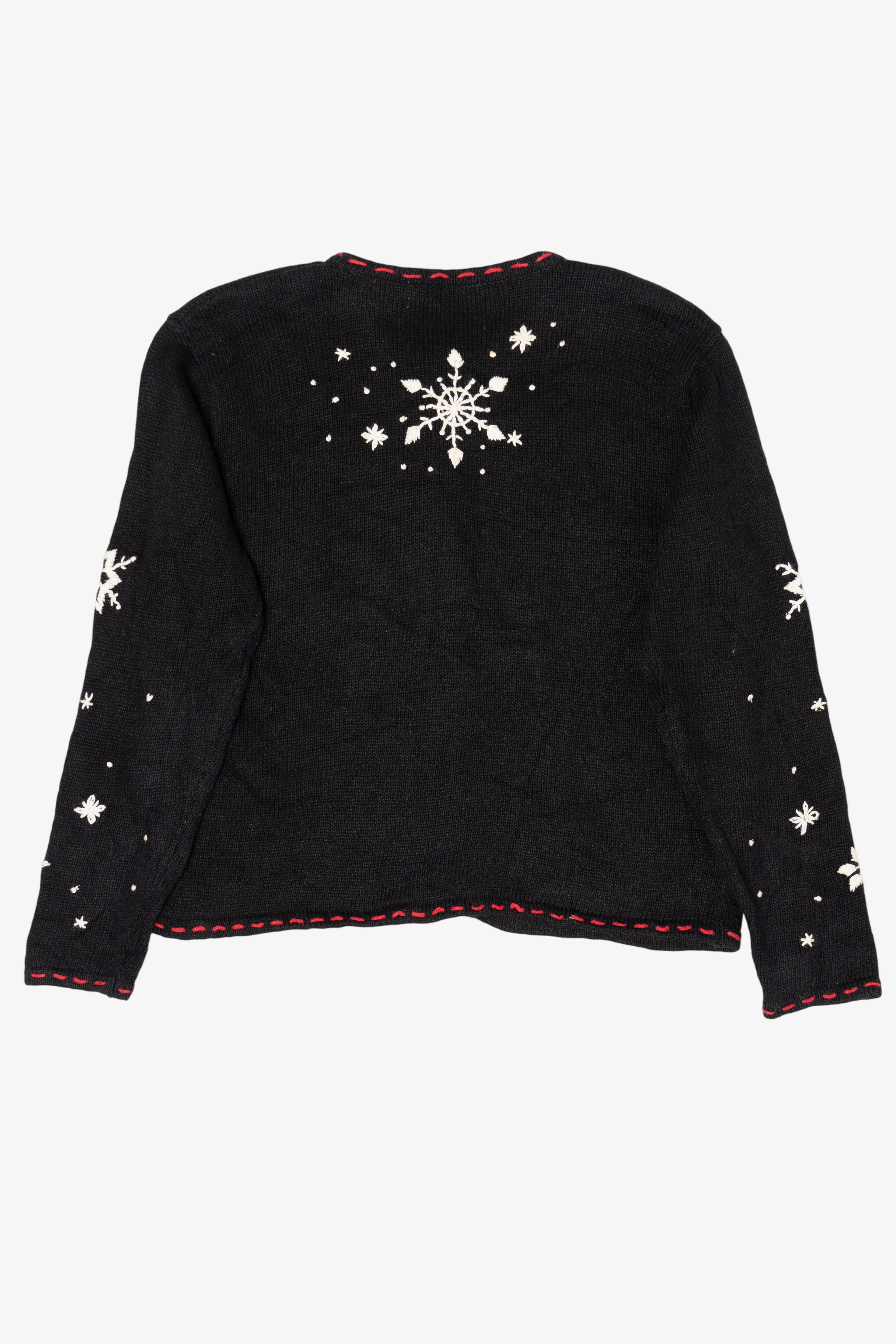 Vintage Black Gingerbread House And Stocking Ugly Christmas Cardigan (1990s)