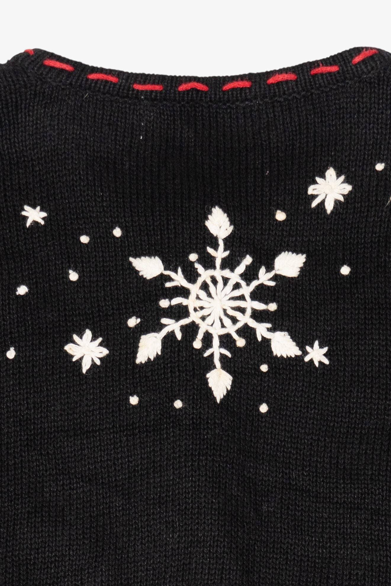 Vintage Black Gingerbread House And Stocking Ugly Christmas Cardigan (1990s)