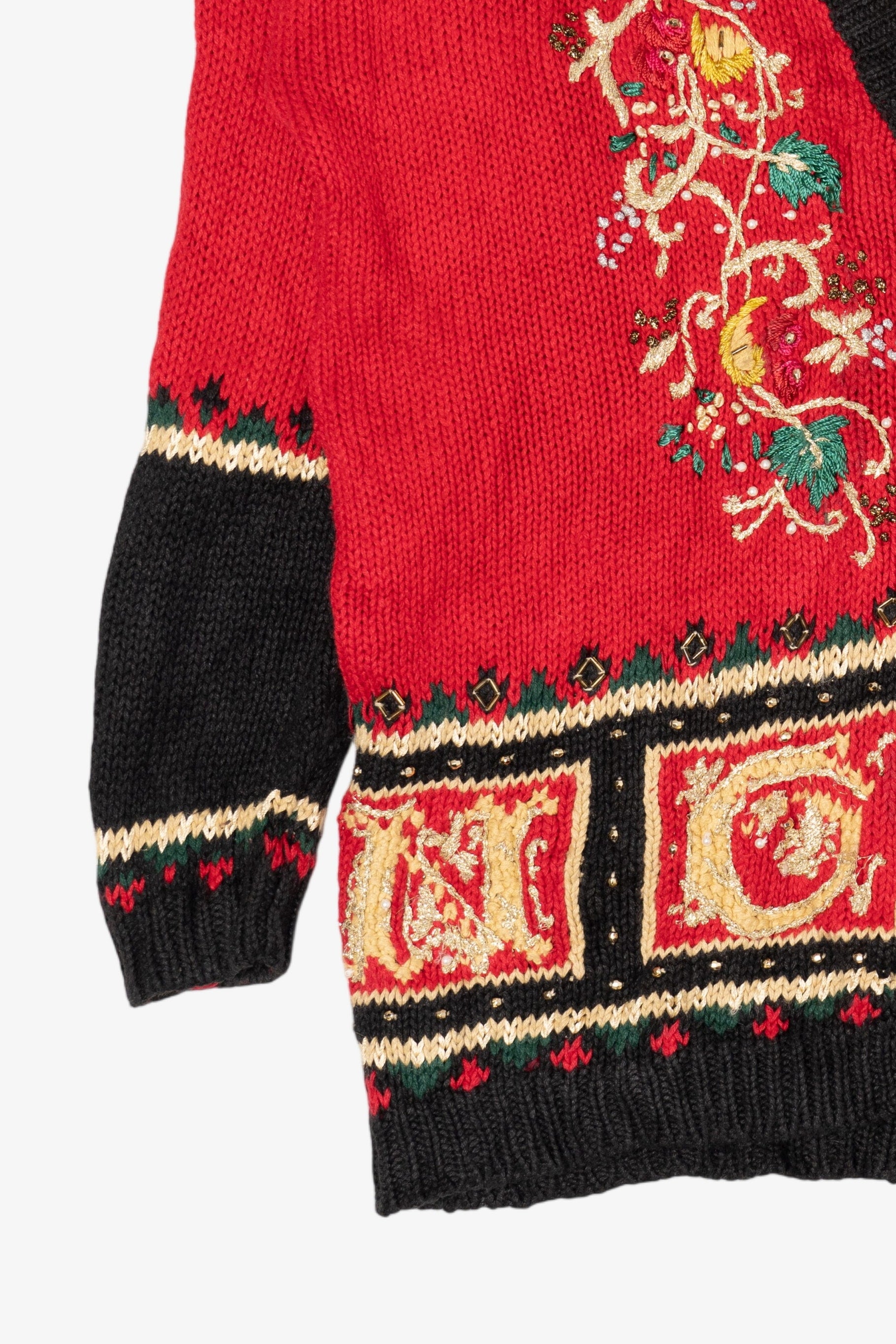 Vintage Red Lord Taylor "Noel" Ugly Christmas Cardigan (1990s)