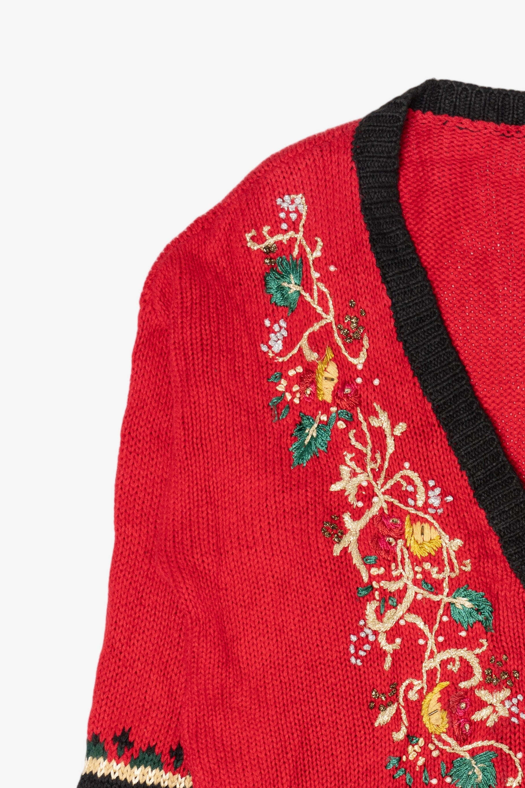 Vintage Red Lord Taylor "Noel" Ugly Christmas Cardigan (1990s)