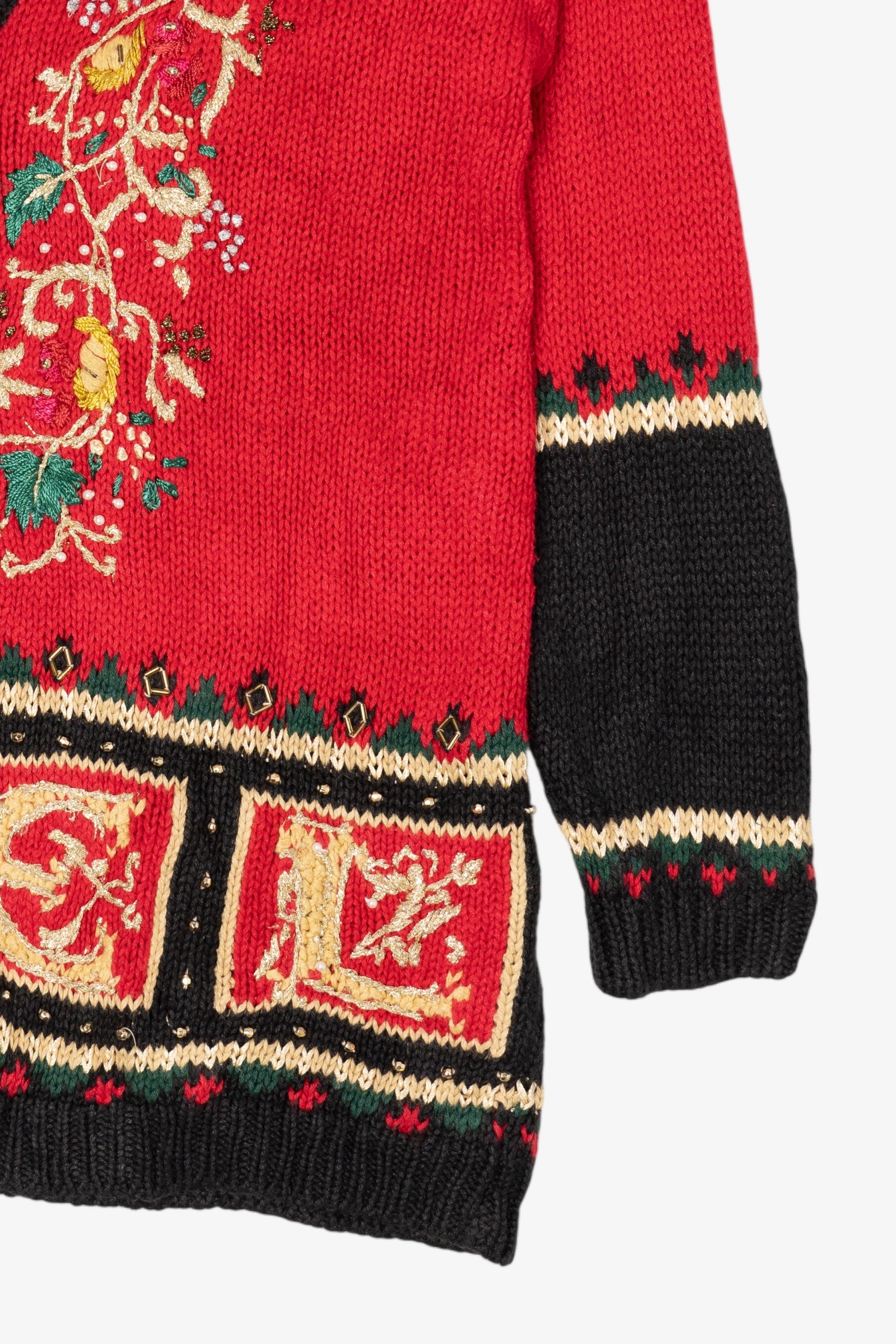 Vintage Red Lord Taylor "Noel" Ugly Christmas Cardigan (1990s)