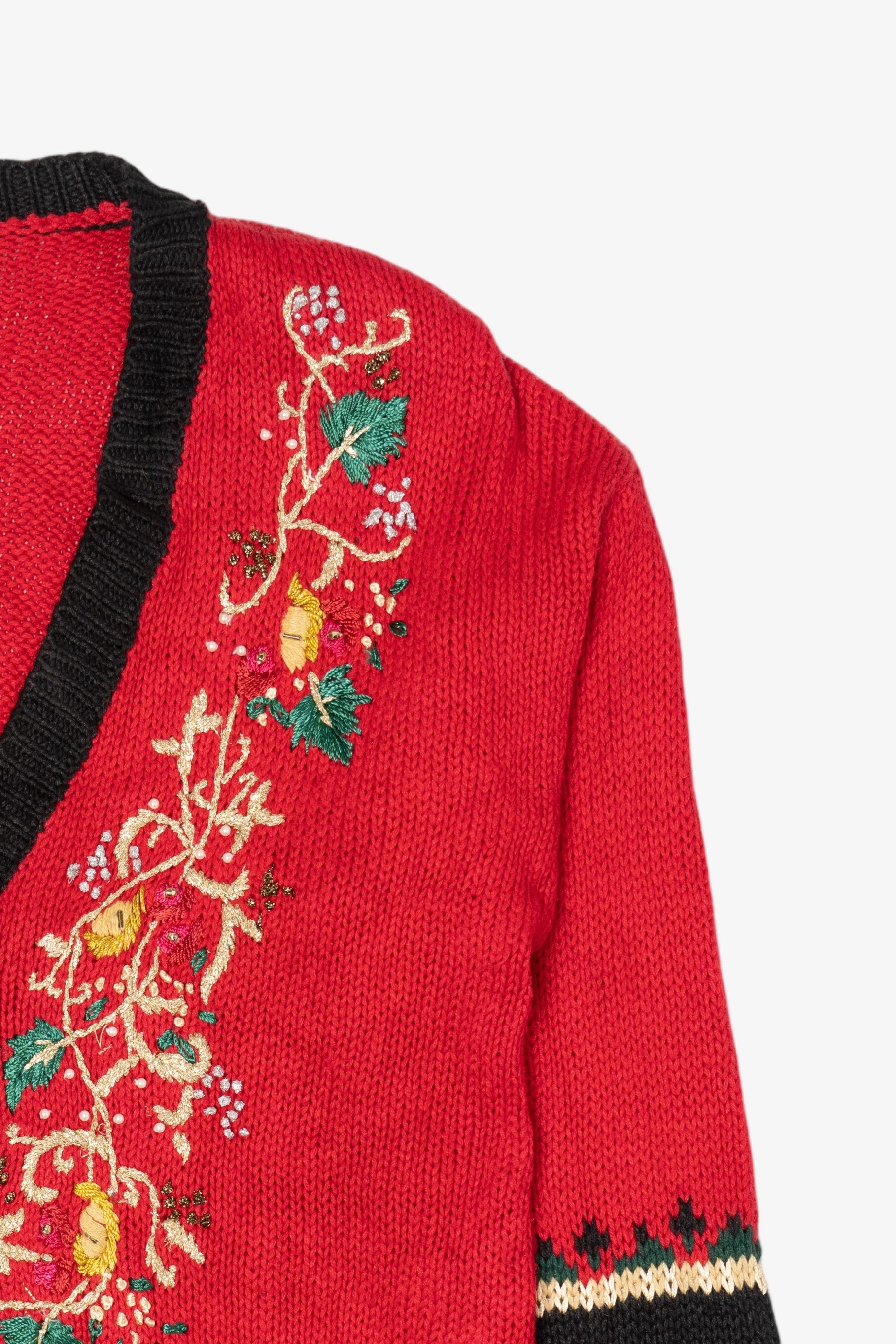 Vintage Red Lord Taylor "Noel" Ugly Christmas Cardigan (1990s)