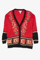 Vintage Red Lord Taylor "Noel" Ugly Christmas Cardigan (1990s)