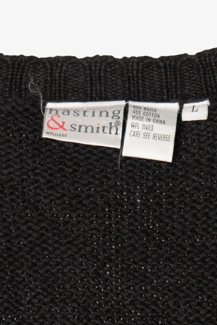 Vintage Green Hasting & Smith Dogs And Poinsettias Ugly Christmas Cardigan (1990s)