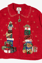 Vintage Red Tiara International Presents Ugly Christmas Cardigan (2000s)