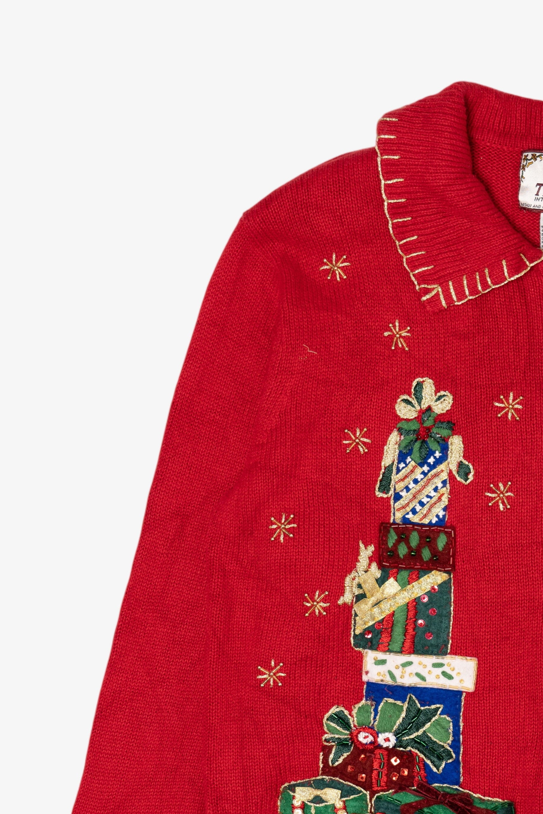 Vintage Red Tiara International Presents Ugly Christmas Cardigan (2000s)