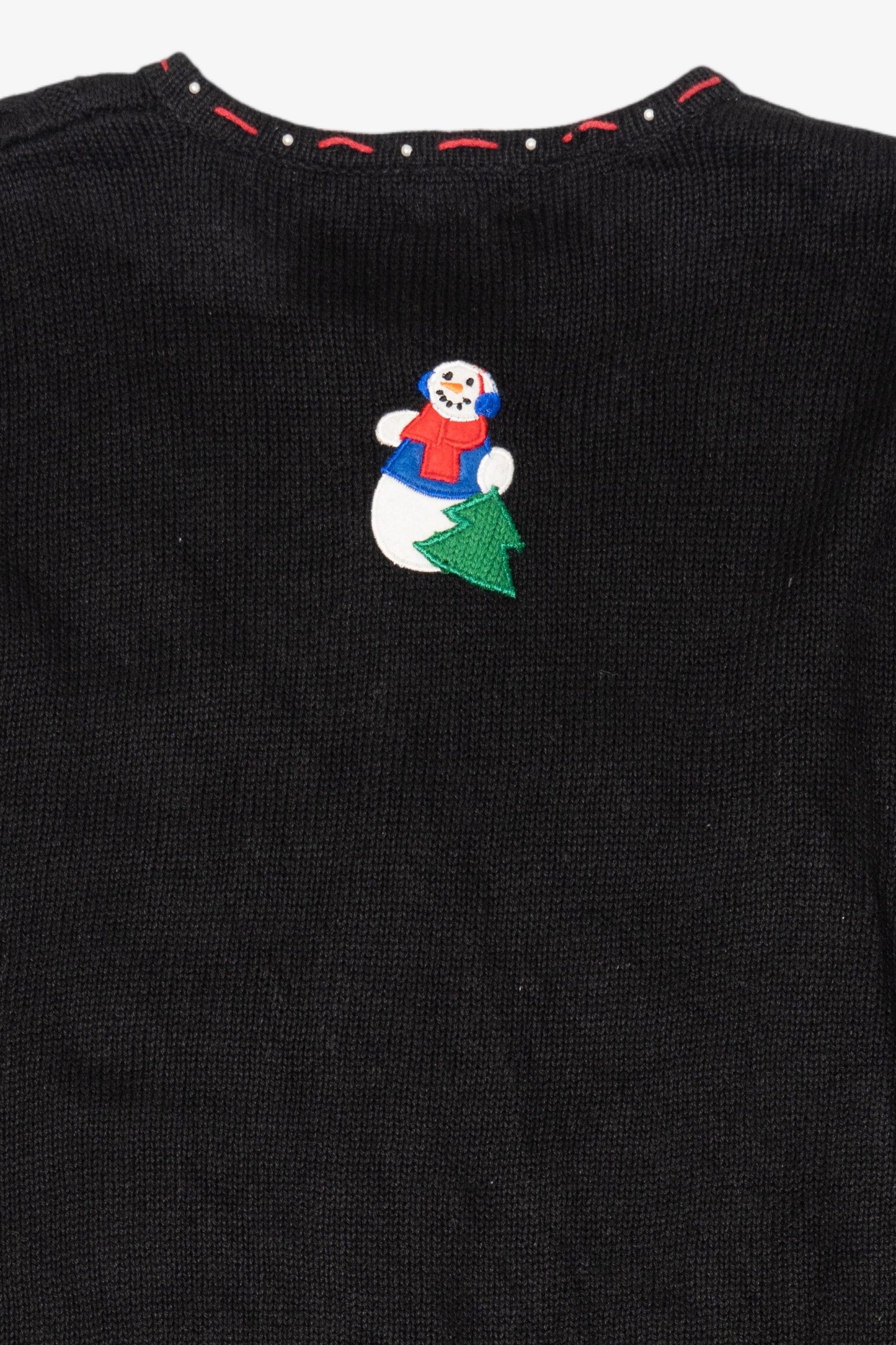 Vintage Black Designers Studio Original Snowmen Ugly Christmas Cardigan (1990s)