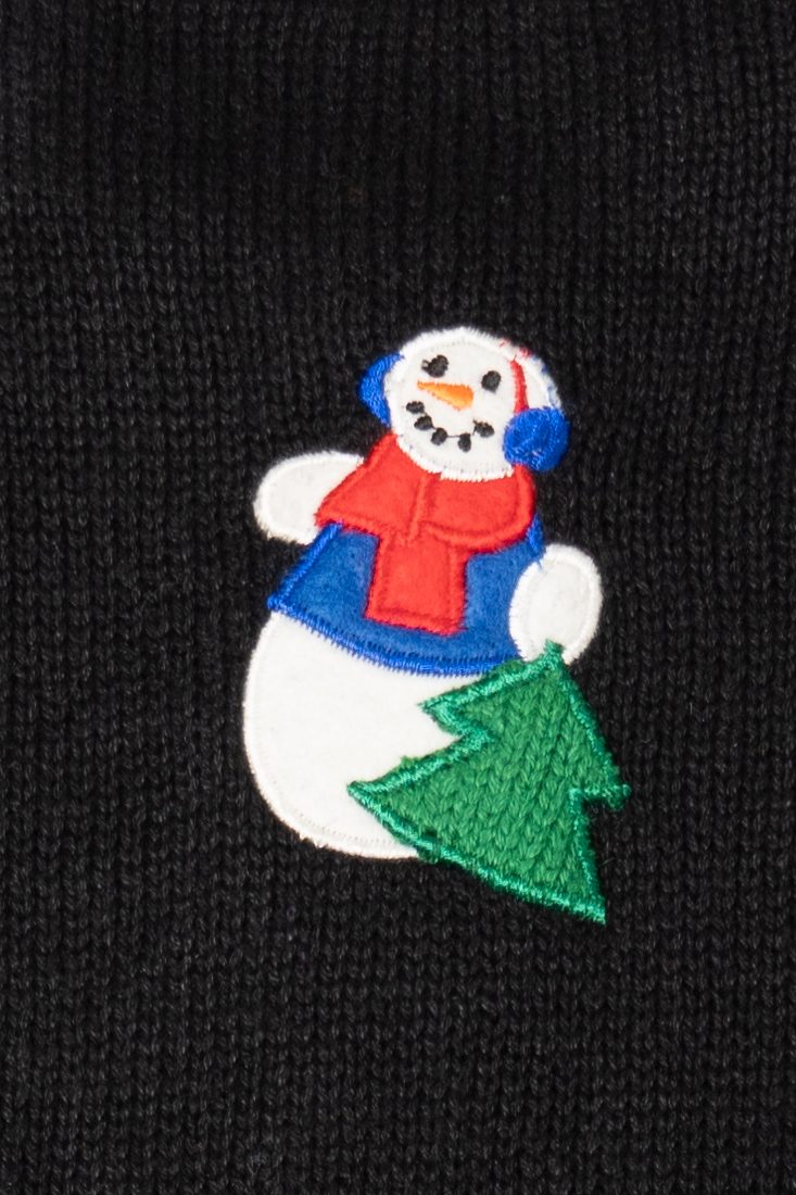 Vintage Black Designers Studio Original Snowmen Ugly Christmas Cardigan (1990s)