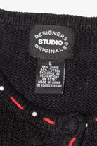 Vintage Black Designers Studio Original Snowmen Ugly Christmas Cardigan (1990s)