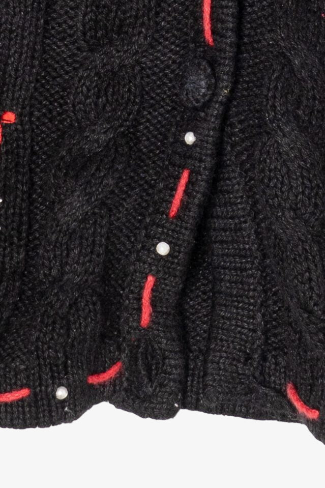 Vintage Black Designers Studio Original Snowmen Ugly Christmas Cardigan (1990s)