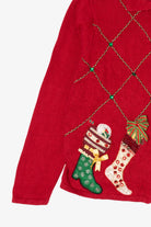 Vintage Red Heirloom Collectible Stockings Christmas Cardigan (2000s)