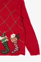 Vintage Red Heirloom Collectible Stockings Christmas Cardigan (2000s)