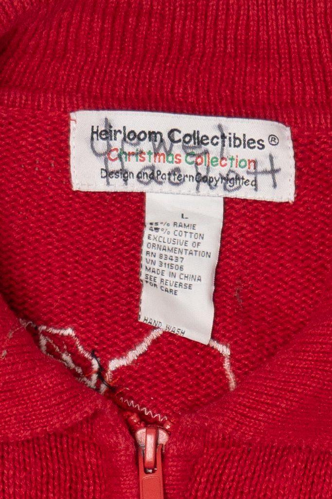 Vintage Red Heirloom Collectible Stockings Christmas Cardigan (2000s)