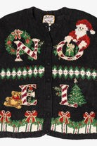 Vintage Black Heirloom Collectibles "Noel" Ugly Christmas Cardigan (1990s)