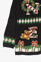 Vintage Black Heirloom Collectibles "Noel" Ugly Christmas Cardigan (1990s)