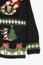 Vintage Black Heirloom Collectibles "Noel" Ugly Christmas Cardigan (1990s)
