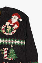 Vintage Black Heirloom Collectibles "Noel" Ugly Christmas Cardigan (1990s)