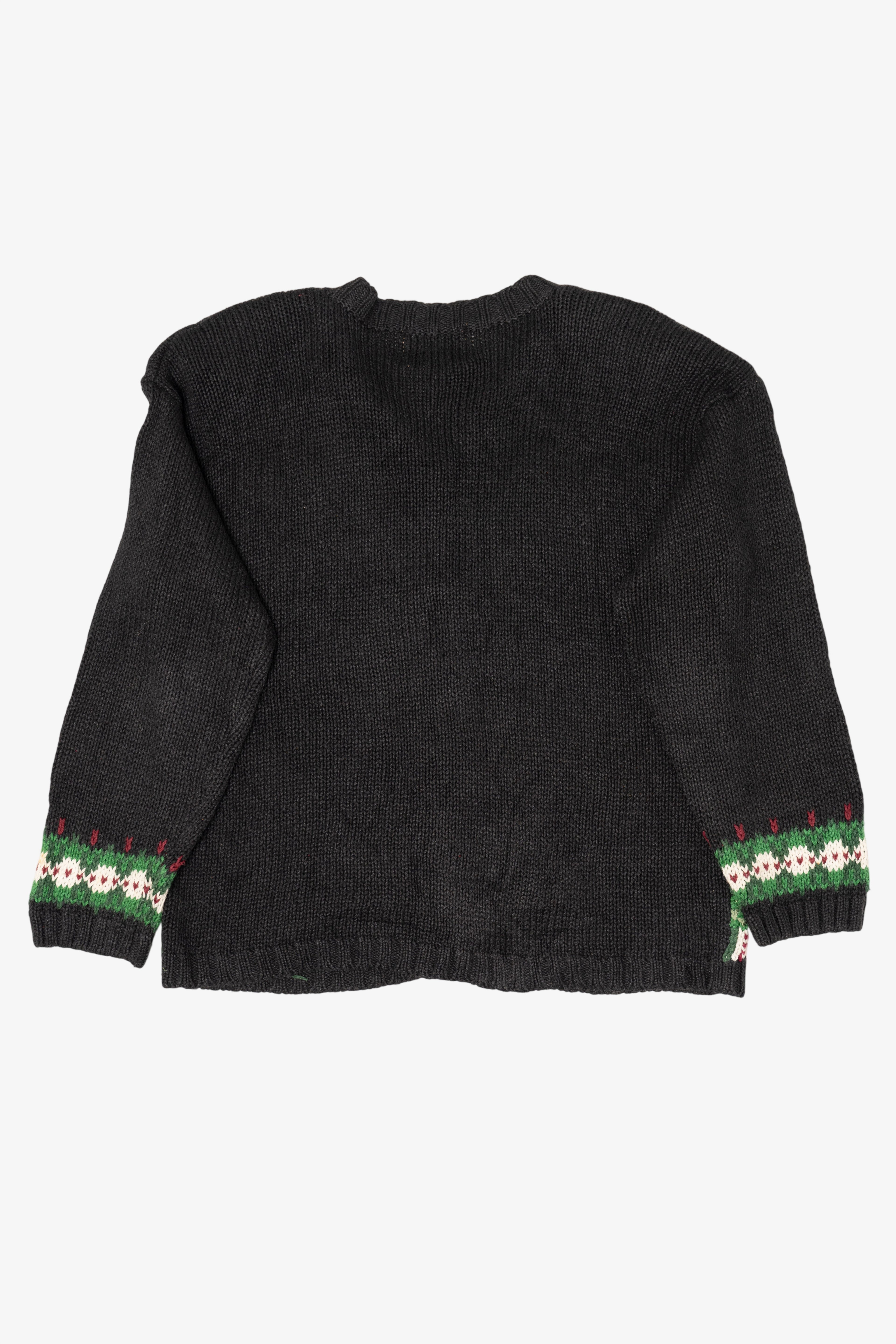 Vintage Black Heirloom Collectibles "Noel" Ugly Christmas Cardigan (1990s)