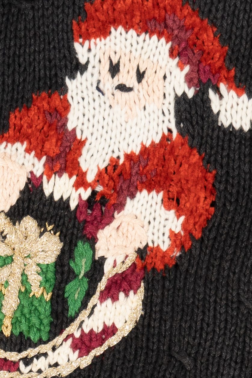 Vintage Black Heirloom Collectibles "Noel" Ugly Christmas Cardigan (1990s)