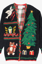 Vintage Hand Knit Black Marisa Christina Ugly Christmas Cardigan (1990s)