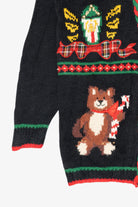 Vintage Hand Knit Black Marisa Christina Ugly Christmas Cardigan (1990s)