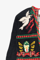 Vintage Hand Knit Black Marisa Christina Ugly Christmas Cardigan (1990s)