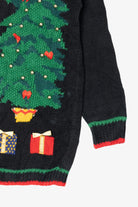 Vintage Hand Knit Black Marisa Christina Ugly Christmas Cardigan (1990s)
