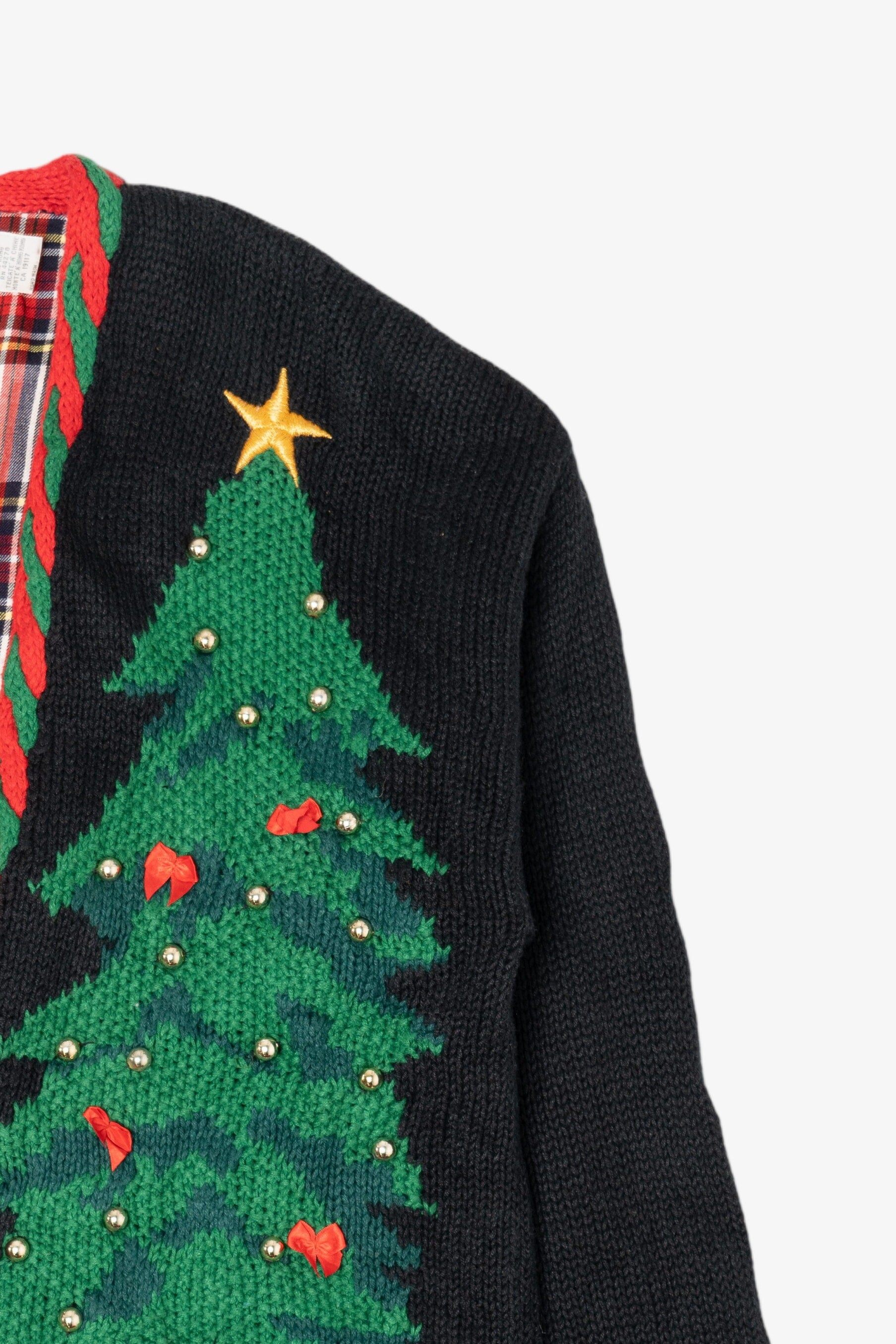 Vintage Hand Knit Black Marisa Christina Ugly Christmas Cardigan (1990s)
