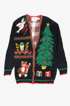 Vintage Hand Knit Black Marisa Christina Ugly Christmas Cardigan (1990s)