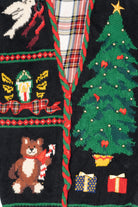 Vintage Hand Knit Black Marisa Christina Ugly Christmas Cardigan (1990s)