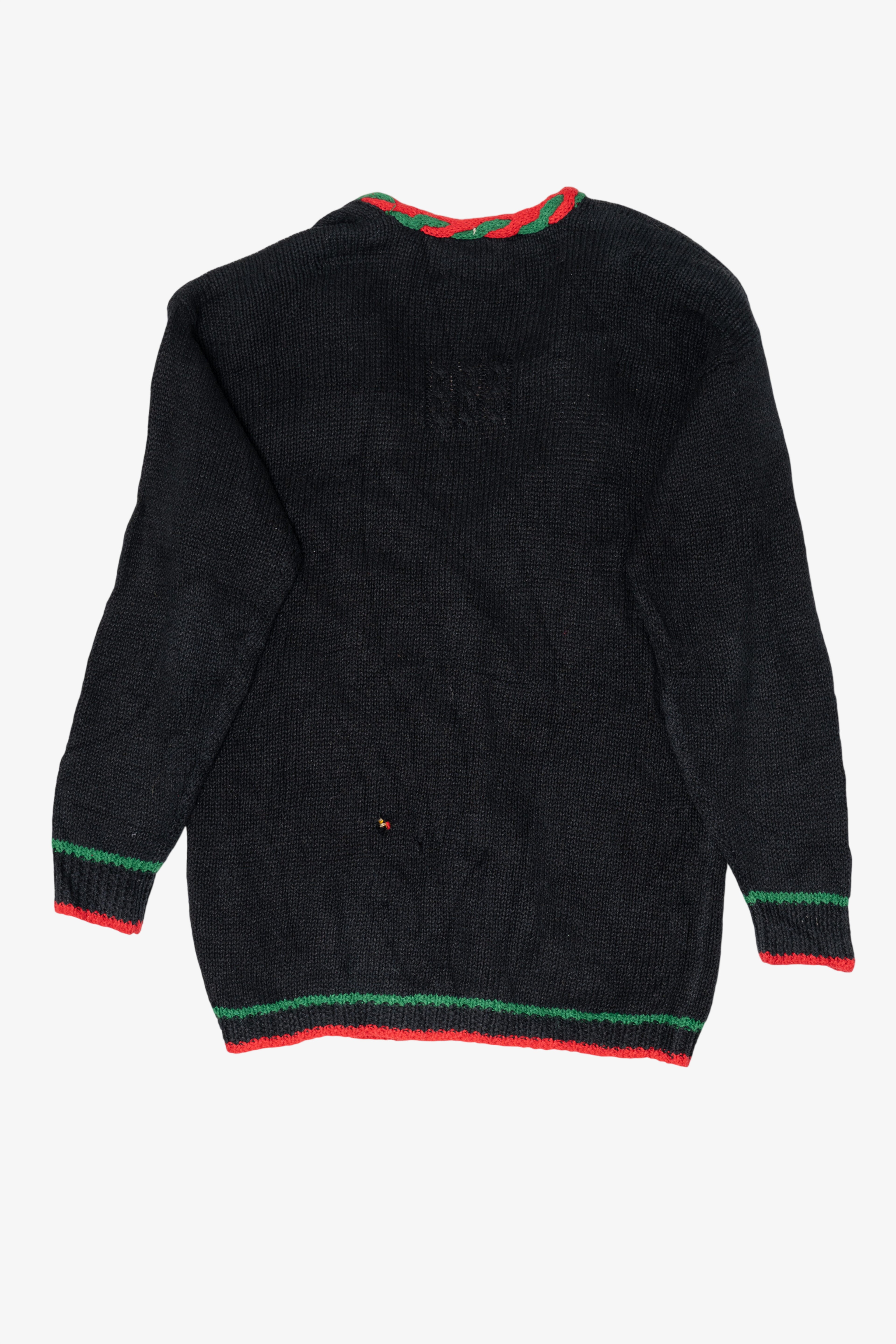 Vintage Hand Knit Black Marisa Christina Ugly Christmas Cardigan (1990s)