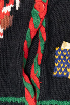 Vintage Hand Knit Black Marisa Christina Ugly Christmas Cardigan (1990s)