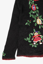 Vintage Embroidered Black B.P. Design Ugly Christmas Cardigan (1990s)