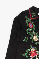 Vintage Embroidered Black B.P. Design Ugly Christmas Cardigan (1990s)