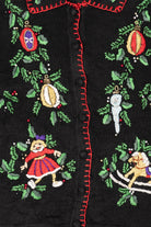 Vintage Embroidered Black B.P. Design Ugly Christmas Cardigan (1990s)