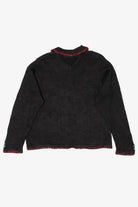 Vintage Embroidered Black B.P. Design Ugly Christmas Cardigan (1990s)