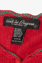Vintage Red Work in Progress Tree Ugly Christmas Cardigan (2000s)