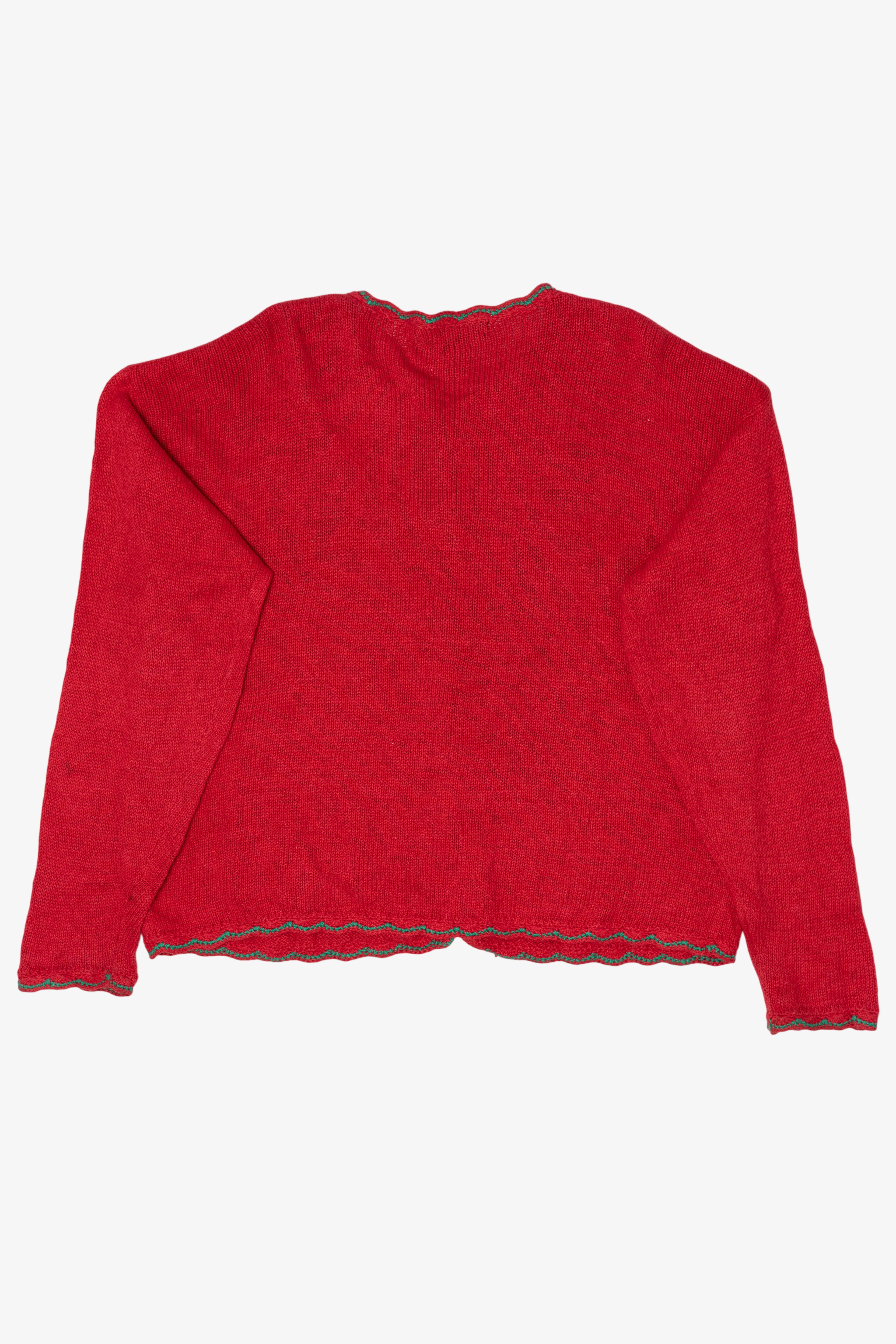Vintage Red Work in Progress Tree Ugly Christmas Cardigan (2000s)
