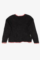 Vintage Black Studio Works Santa Skiing Parachuting Ugly Christmas Cardigan (1990s)