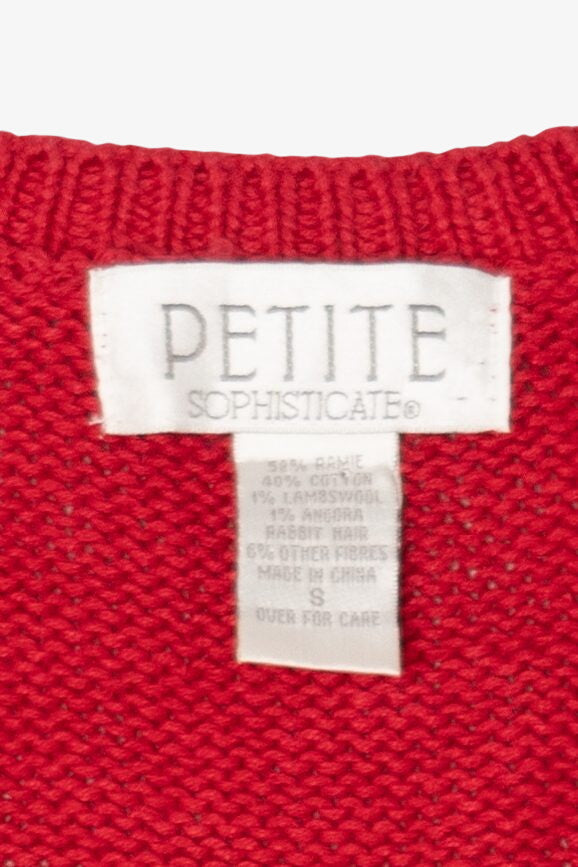 Vintage Red Petite Sophisticate Ugly Christmas Cardigan (1990s)